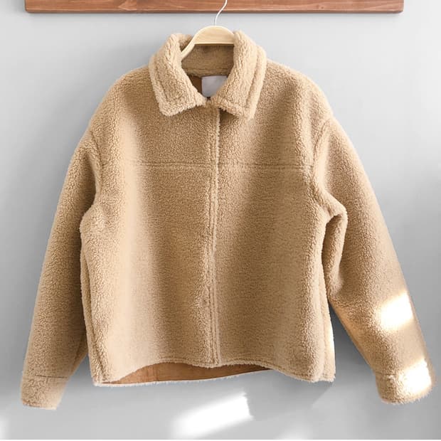 드온도 양털 시어링 베이지 카라 코트(새제품)