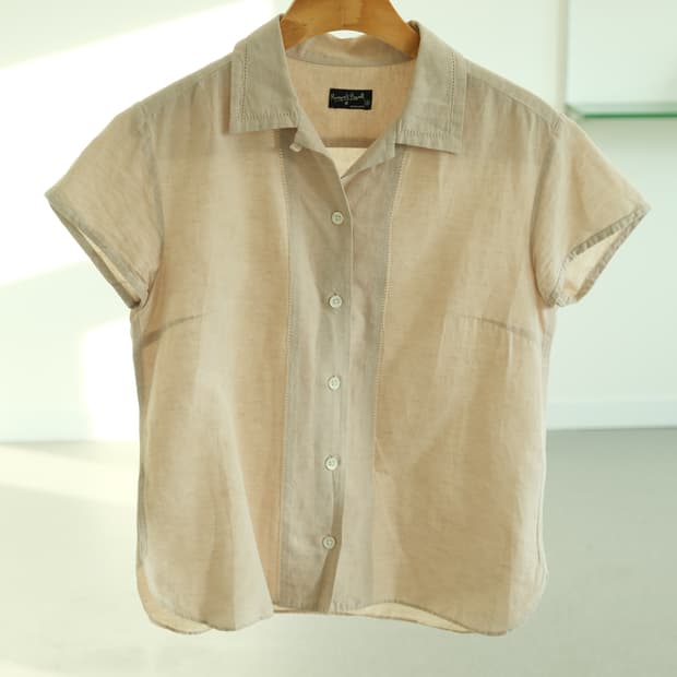 85~90 마가렛호웰 린넨 반팔 블라우스 셔츠