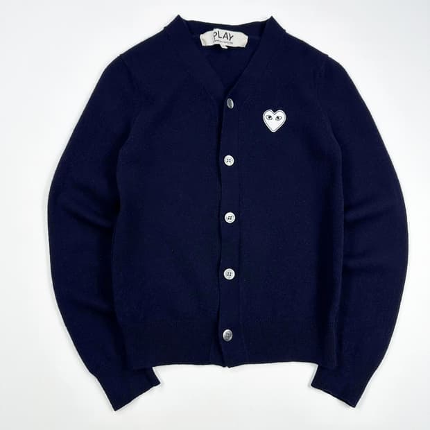꼼데가르송 하트와펜 클래식 니트 가디건 네이비 여성S