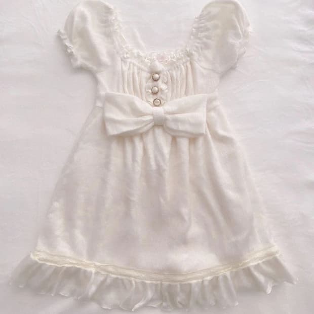 리즈리사 Lizlisa 화이트 리본 원피스 핀터깔 갸루 히메 오네 로걀