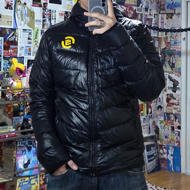 나이키 블랙 구스다운 후드 경량 패딩