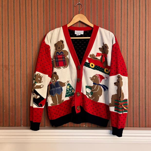 Sweater Loft 곰돌이 가디건 크리스마스 니트