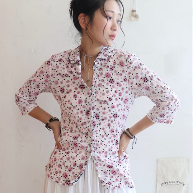 [Tsumori Chisato] Pink Crinkle Blouse