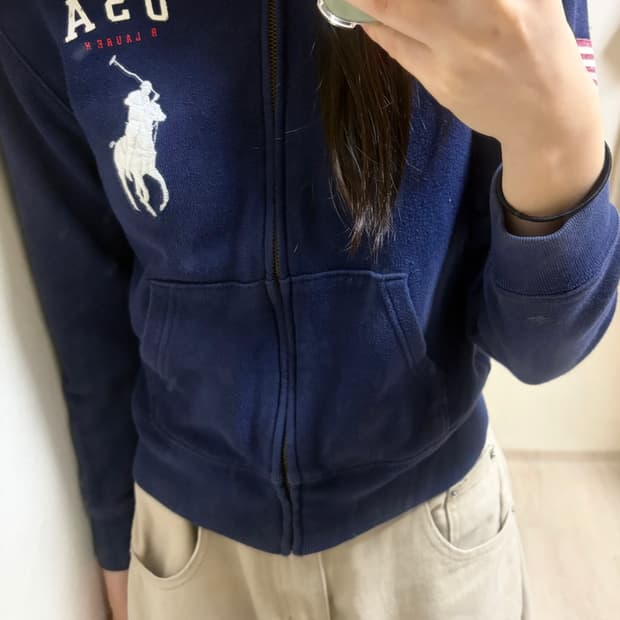 폴로 빅포니 후드집업 네이비
