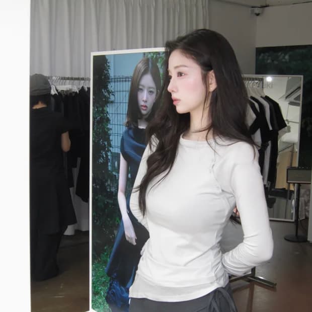 레이 PICK] Slash button layered long sleev