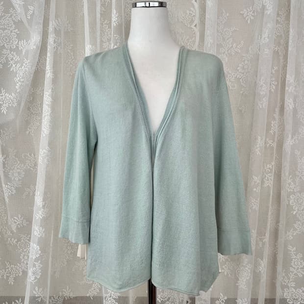 F) 한섬 SJSJ 플리츠 린넨 가디건 민트