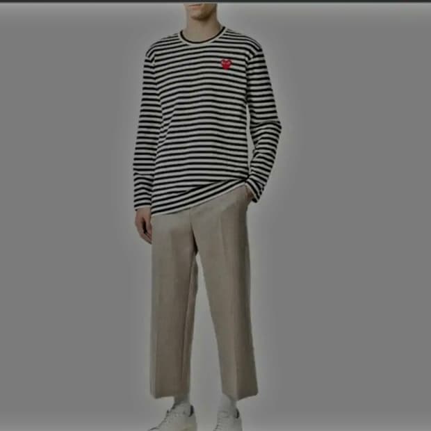 (정품)일본제 꼼데가르송 플레이 스트라이프 긴팔티 L