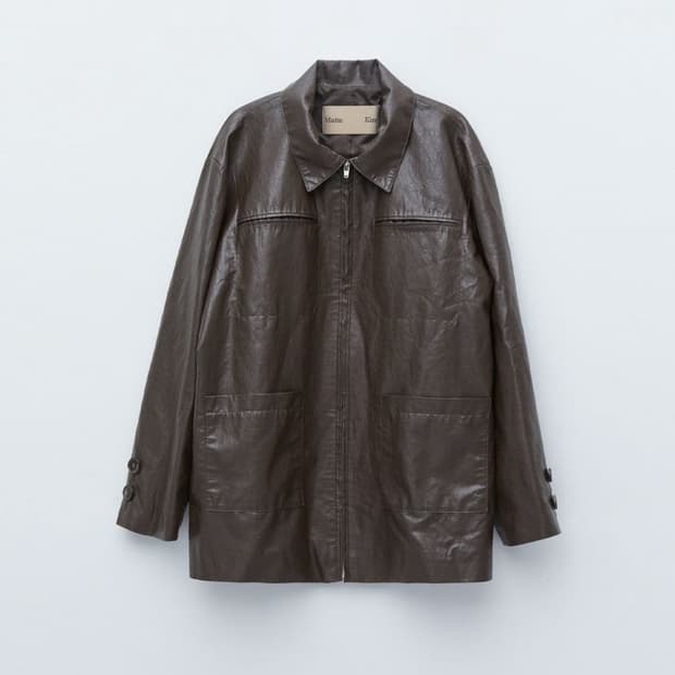 마뗑킴 보이핏 포켓 레더자켓 브라운