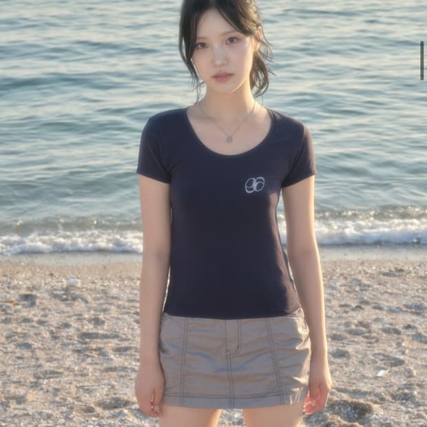 애즈온 U NECK TEE NAVY