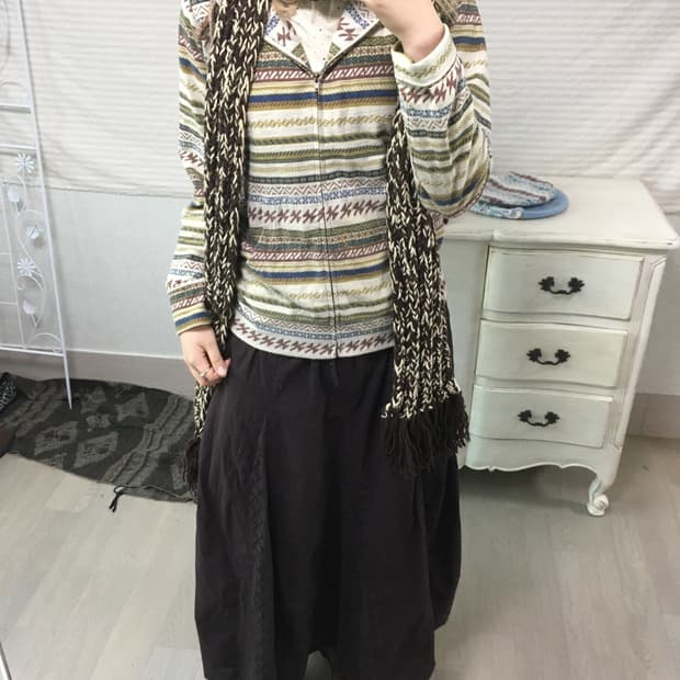 jpn vintage olive ethnic pattern hood 