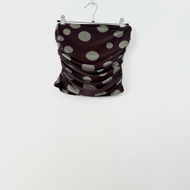Dot tencel tube top / green & brown