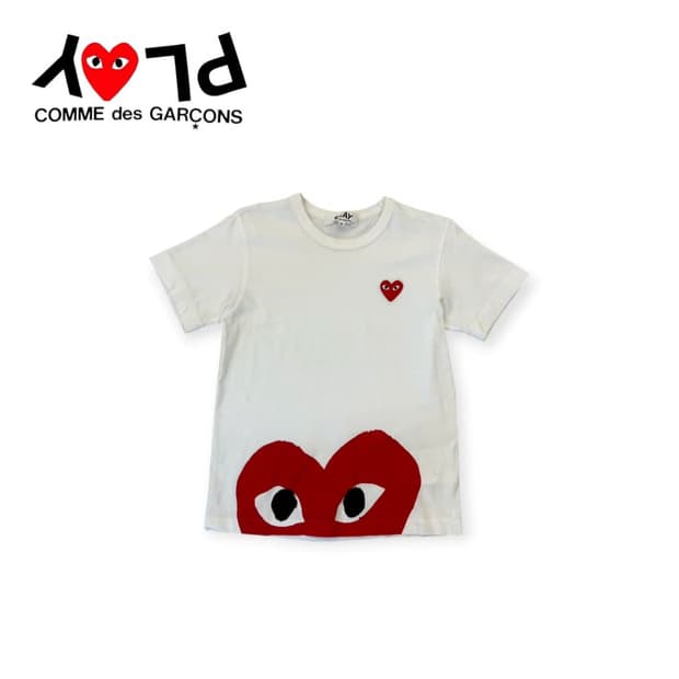꼼데가르송 CDG 플레이 하프 하트 더블하트 로고 티셔츠