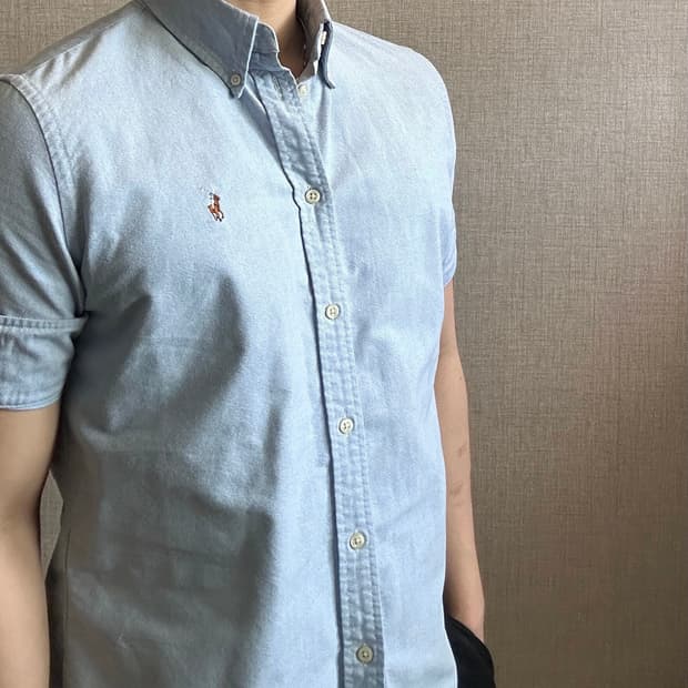 폴로 랄프로렌 옥스포드 스카이 반팔 셔츠