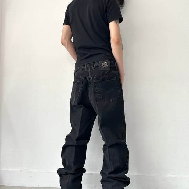 베르사체 2000s 블랙 와이드진