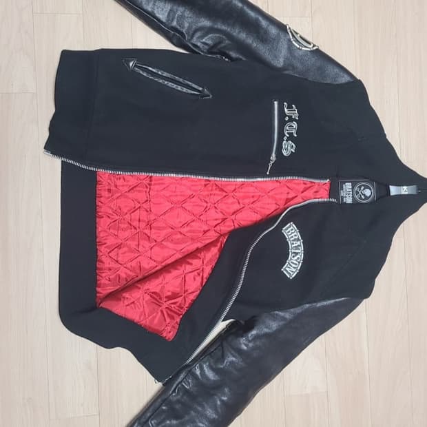 BRATSON 가죽 스타디움 바시티 자켓