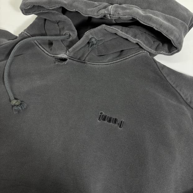 36 우먼FREE JUUNJ 준지 피그먼트 데미지 디스 크롭 오버핏 후드