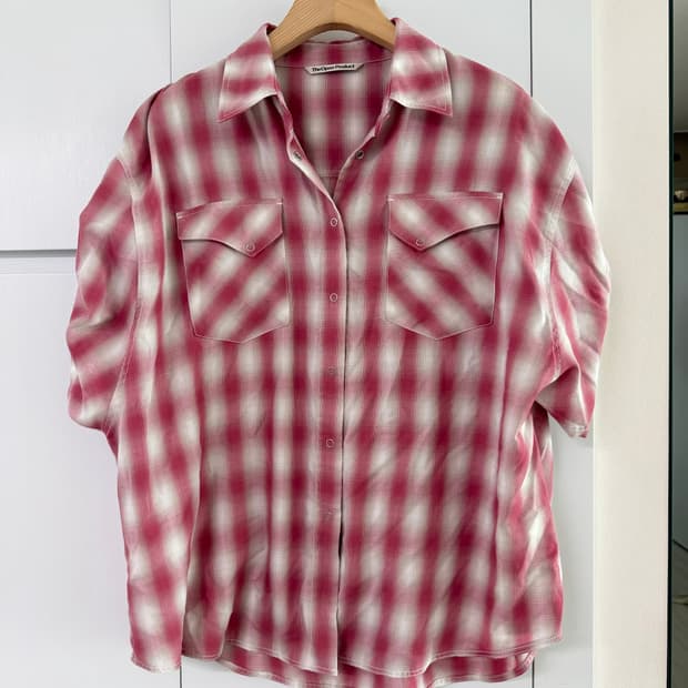 더오픈프러덕트 체크 블라우스