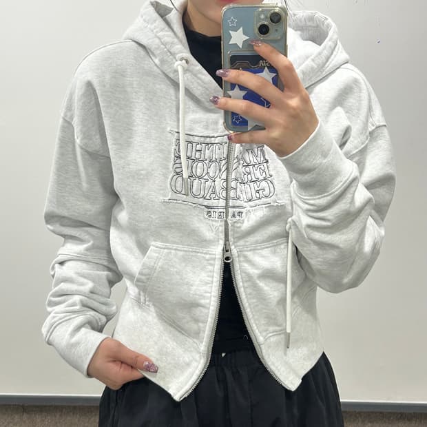 마리떼 프랑소와저버 크롭2-way 멜란지 후드집업