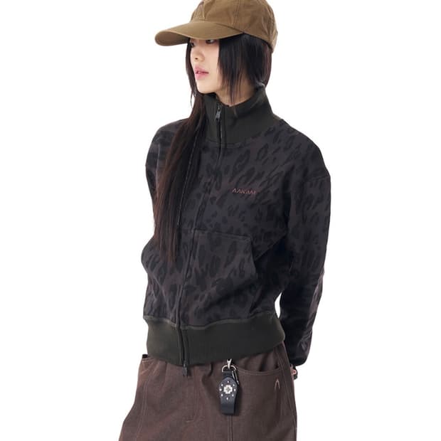 Leopard Logo Track Jacket (Black)