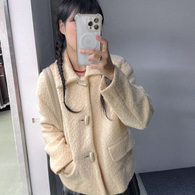 cream tweed half coat