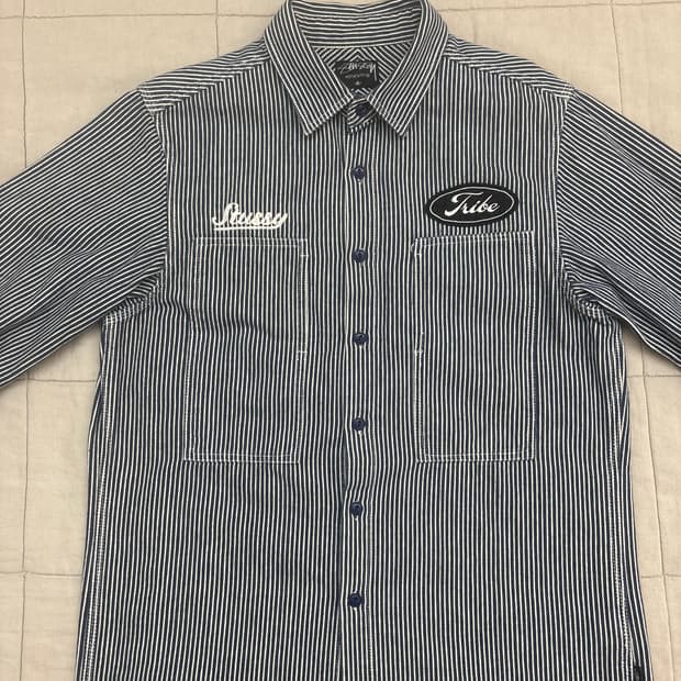 스투시 도톰면 스트라이프 셔츠 M