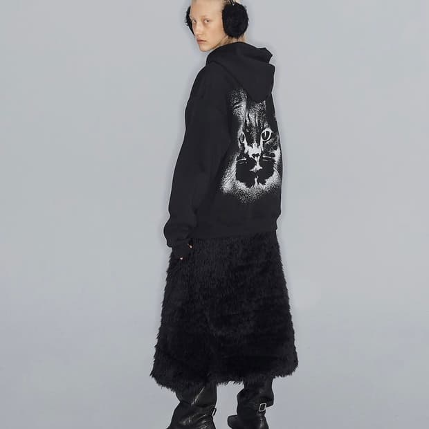 오픈와이와이 샤기 퍼 트랙 스커트 블랙