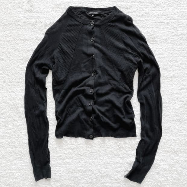 블랙 립 패널 린넨 가디건