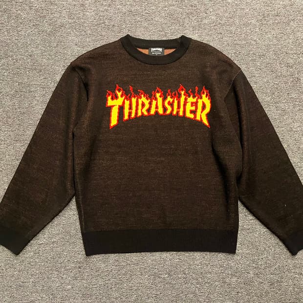 [100] 트레셔 thrasher 불꽃로고 니트 