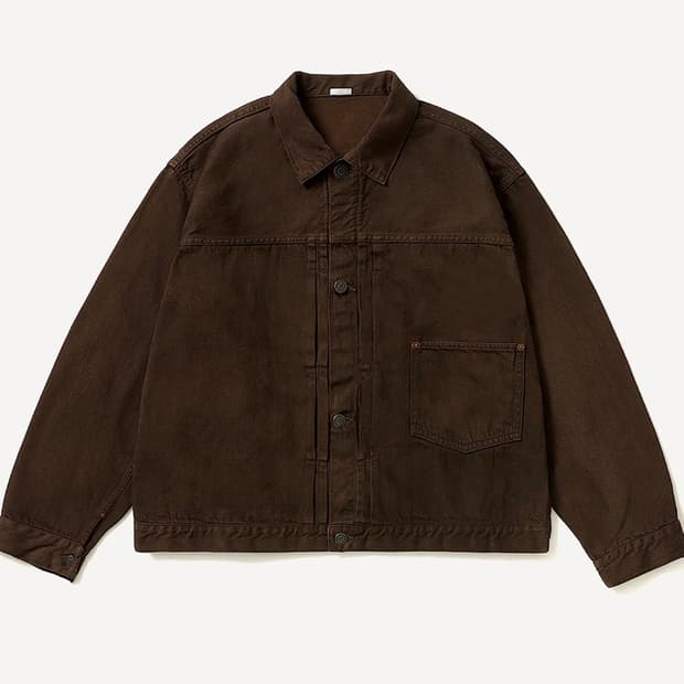 [46] 아프레쎄 26aw 1st 타입 자켓 데님 자켓 브라운