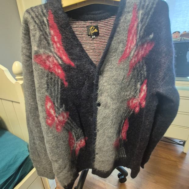 니들스 모헤어 빠삐용 가디건 그레이 XL