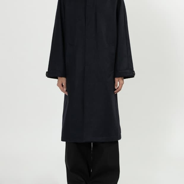 쿠온 플라넬 오버코트 다크네이비