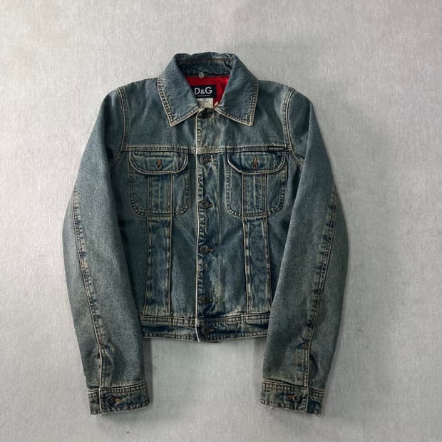 W 90 돌체앤가바나 90s 데님 누빔 트러커 자켓 