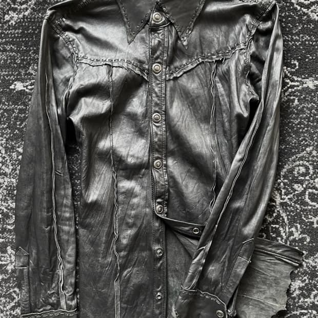 14th addiction rare cutting leather shir