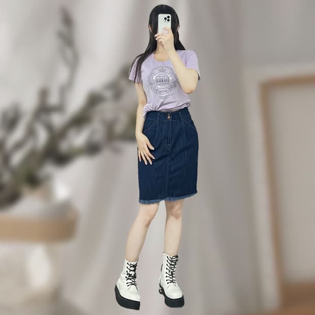 어스뮤직 데님 스커트