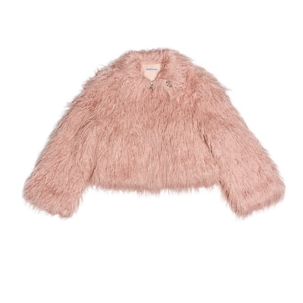 스키즘인듀싱 크롭 스파이키 폭스퍼자켓 베이비핑크 페이크시어링숏점퍼헤어리믹