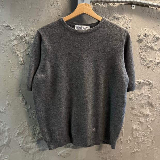 L 버버리 BURBERRY 램스울 니트 반팔 스웨터 그레이