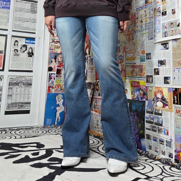 빈티지 중청 워싱 부츠컷 데님 팬츠