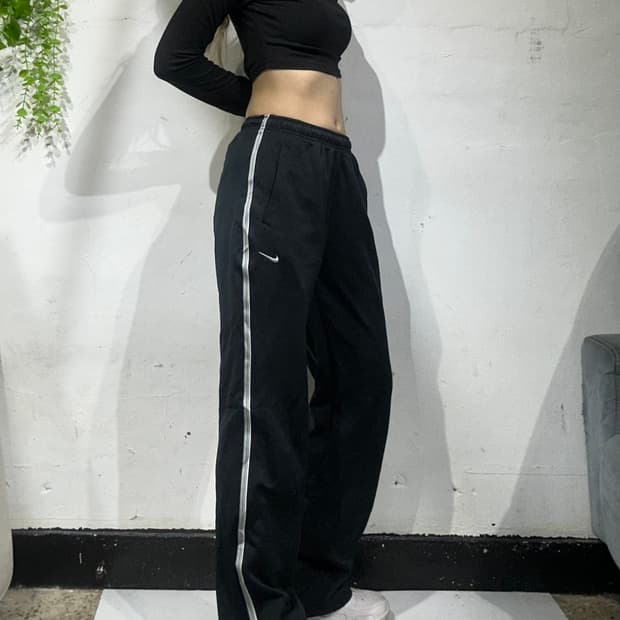 00s 나이키 블랙 그레이 사이드 라인 와이드 팬츠 S