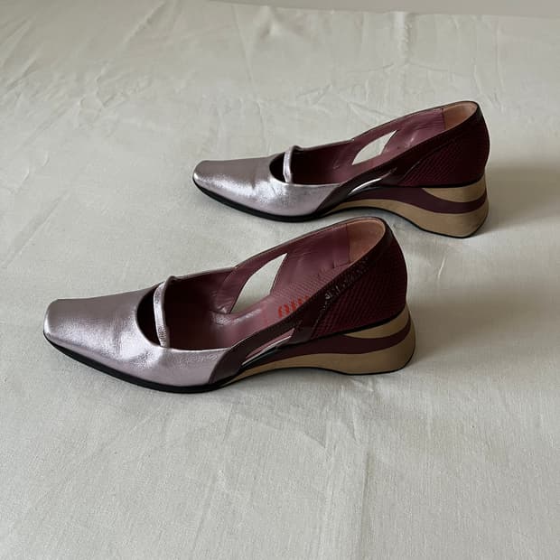 SS2000 미우미우 스포츠 메탈릭 핑크 웨지