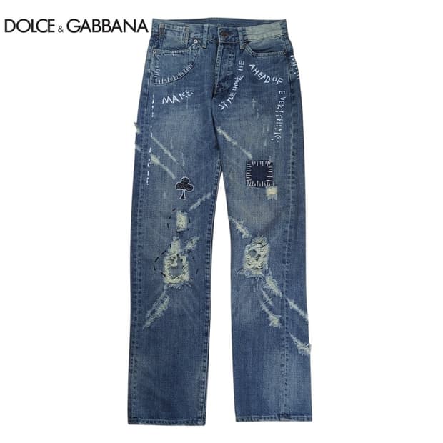 D&G 사시코 로우라이즈 그래픽 페인팅 진 
