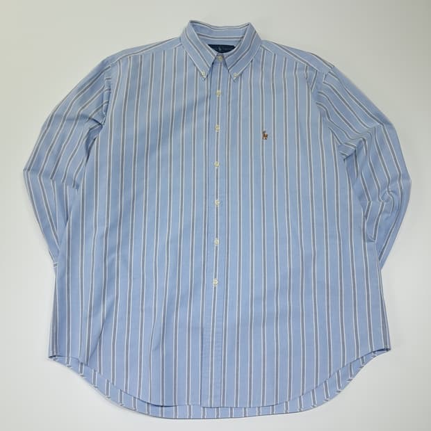 CL520 2XL 폴로 90s 홍콩판 올드스쿨 스트라이프 블루 셔츠 남