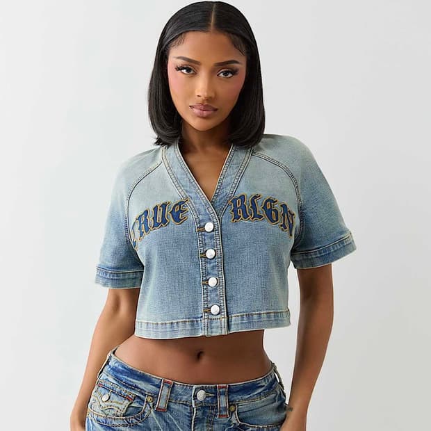 [사이즈S,M] 트루 릴리젼 크롭 데님 저지