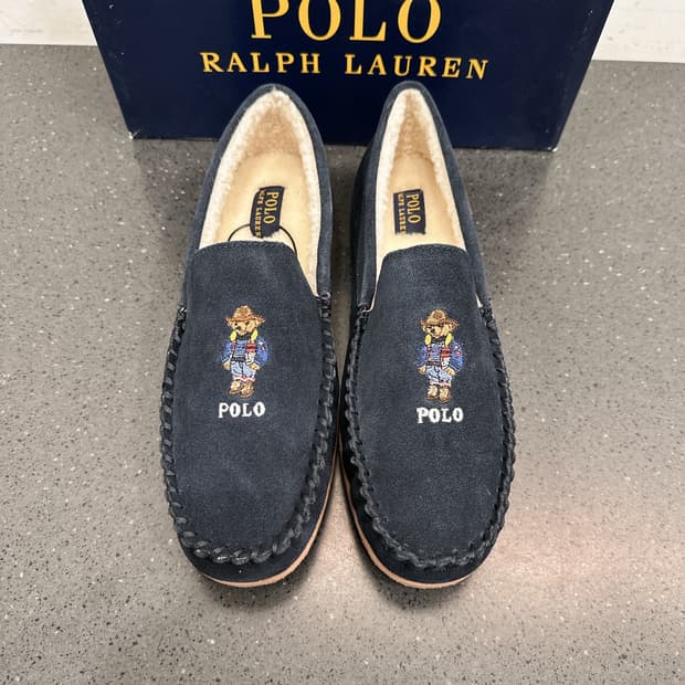 (정품/새상품) POLO 폴로 랄프 로렌 네이비 스웨이드 베어 자수 로퍼