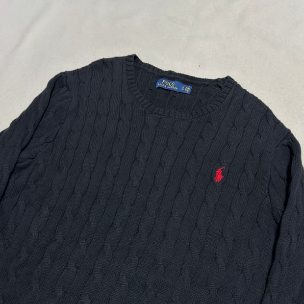 XL 폴로랄프로렌 블랙 케이블 니트