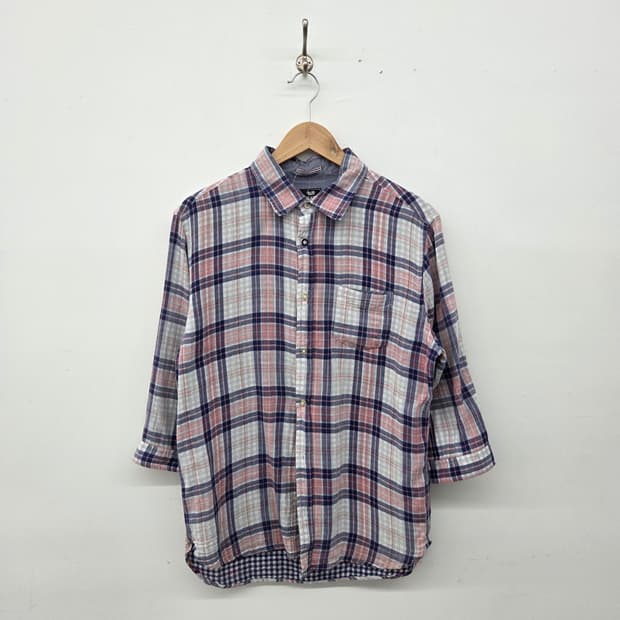 빔즈 체크 7부 셔츠 여XL