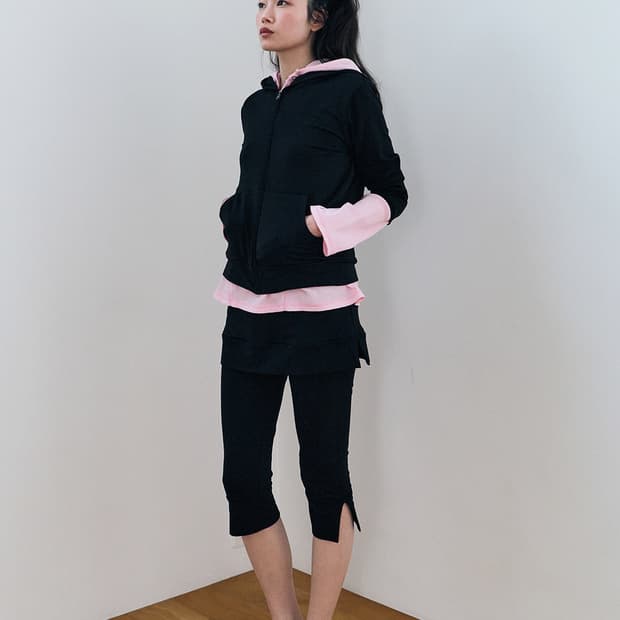 [HALOMINIUM] SWEAT SKIRT PANTS / BLACK