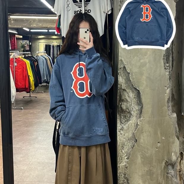 뉴에라 피그먼트 로고 후드티 블루 100 #csz2315