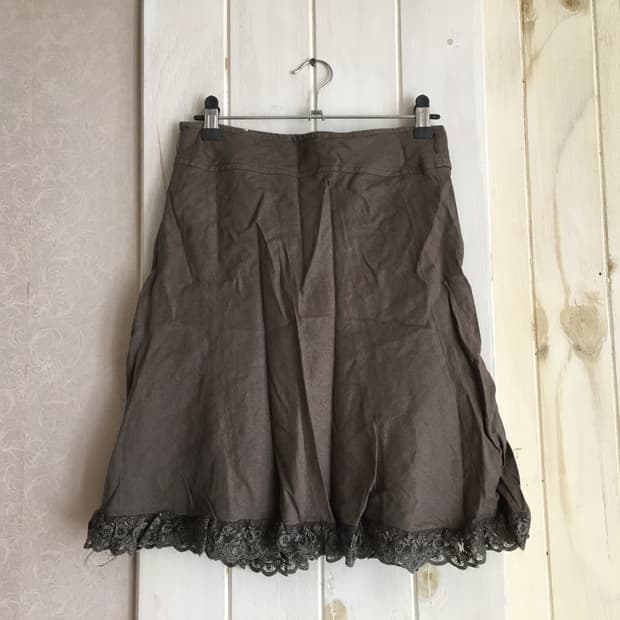 빈티지 카키브라운 레이스 스커트