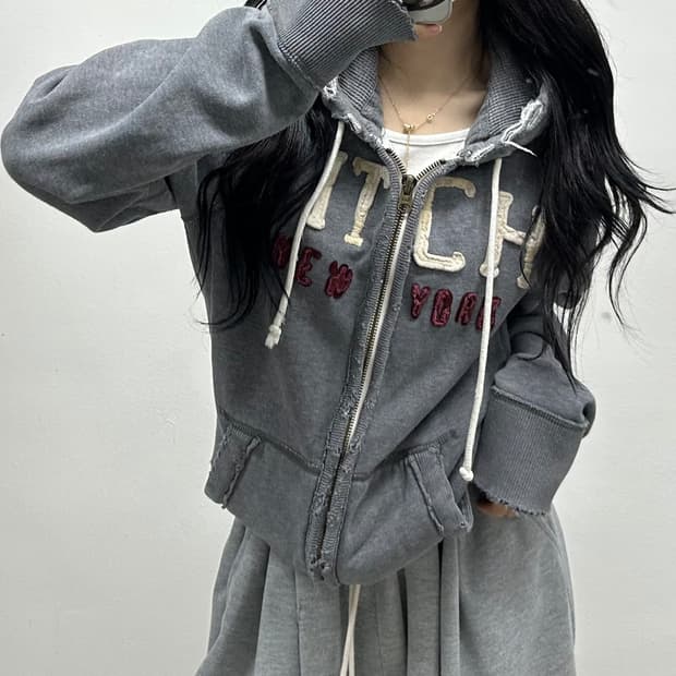 아베크롬비 y2K 그레이 후드집업 L