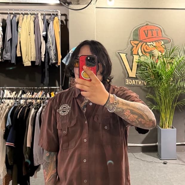 HALEY DAVIDSON 할리데이비슨 레드브라운 체크셔츠